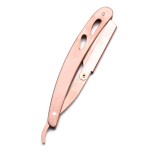 Metallic barber razor with classic blade for haircut / shaving, pink color